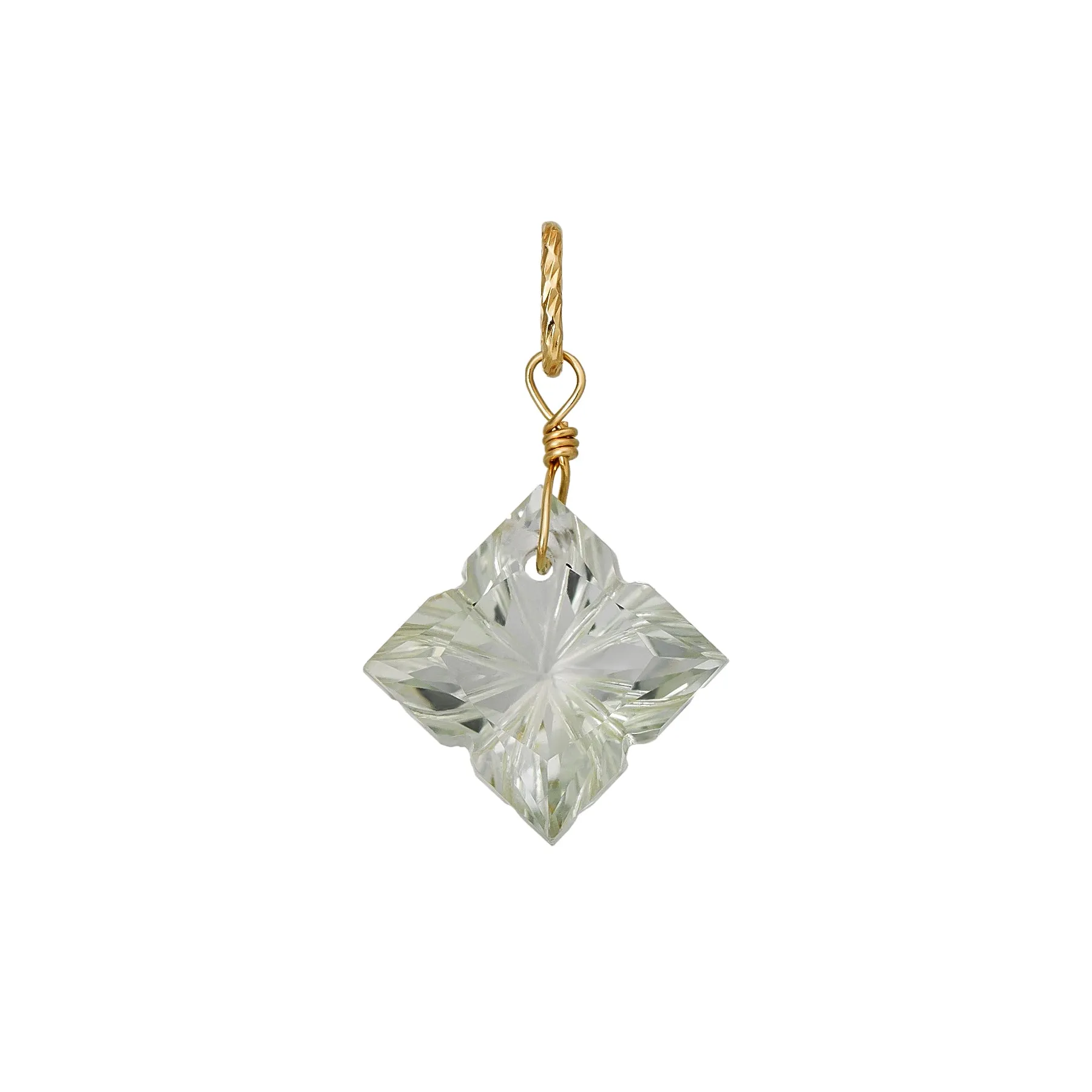 10K Green Quartz Necklace Charm (Yellow Gold)