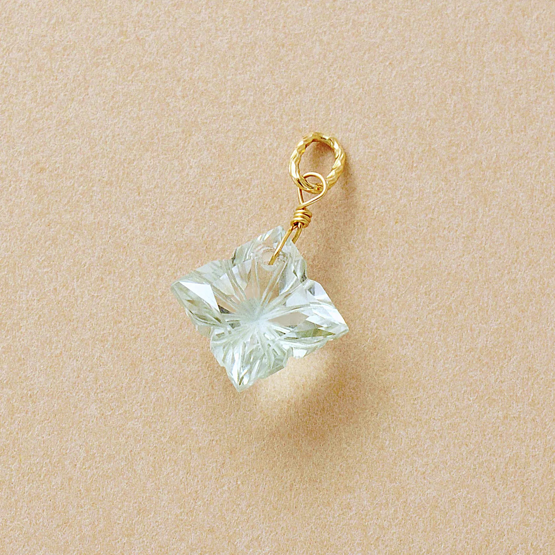 10K Green Quartz Necklace Charm (Yellow Gold)