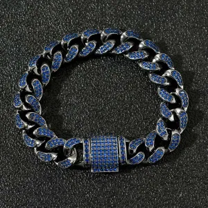 12mm Blue & Black Miami Cuban Bracelet