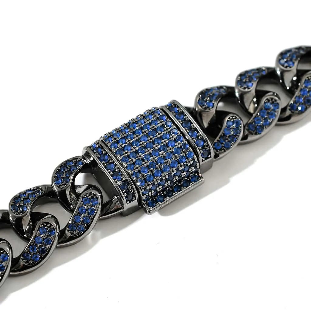 12mm Blue & Black Miami Cuban Bracelet