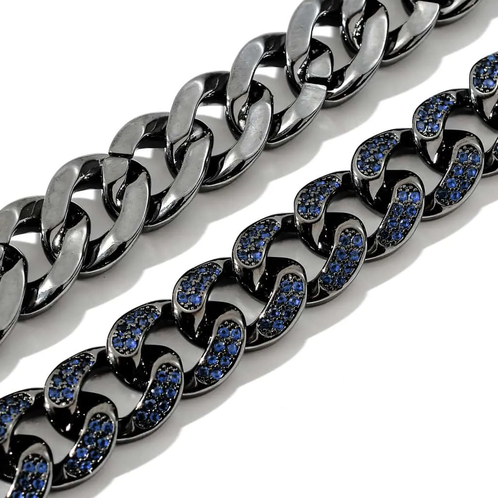 12mm Blue & Black Miami Cuban Bracelet