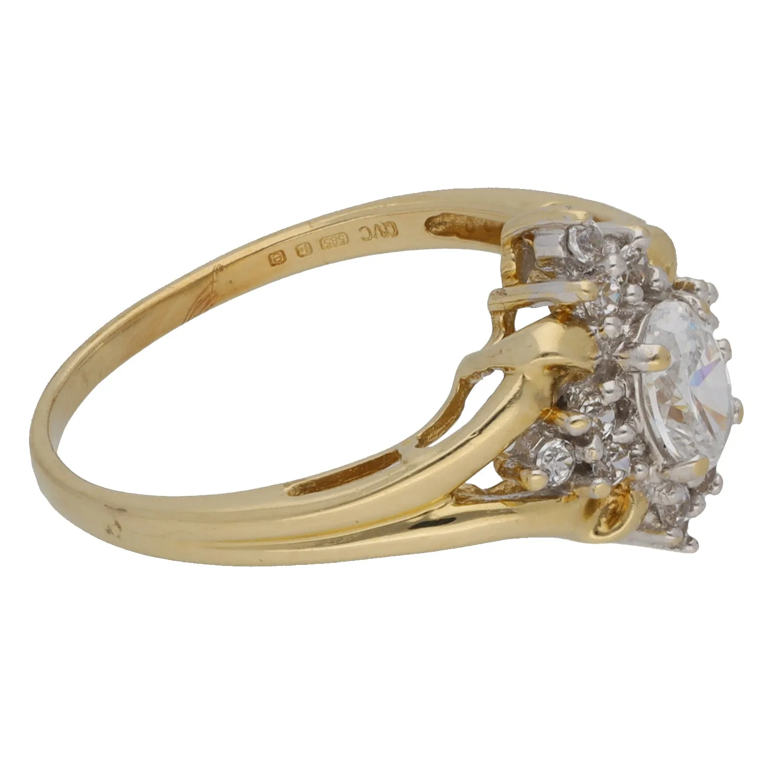 14ct Gold Cubic Zirconia Dress/Cocktail Ring Size N
