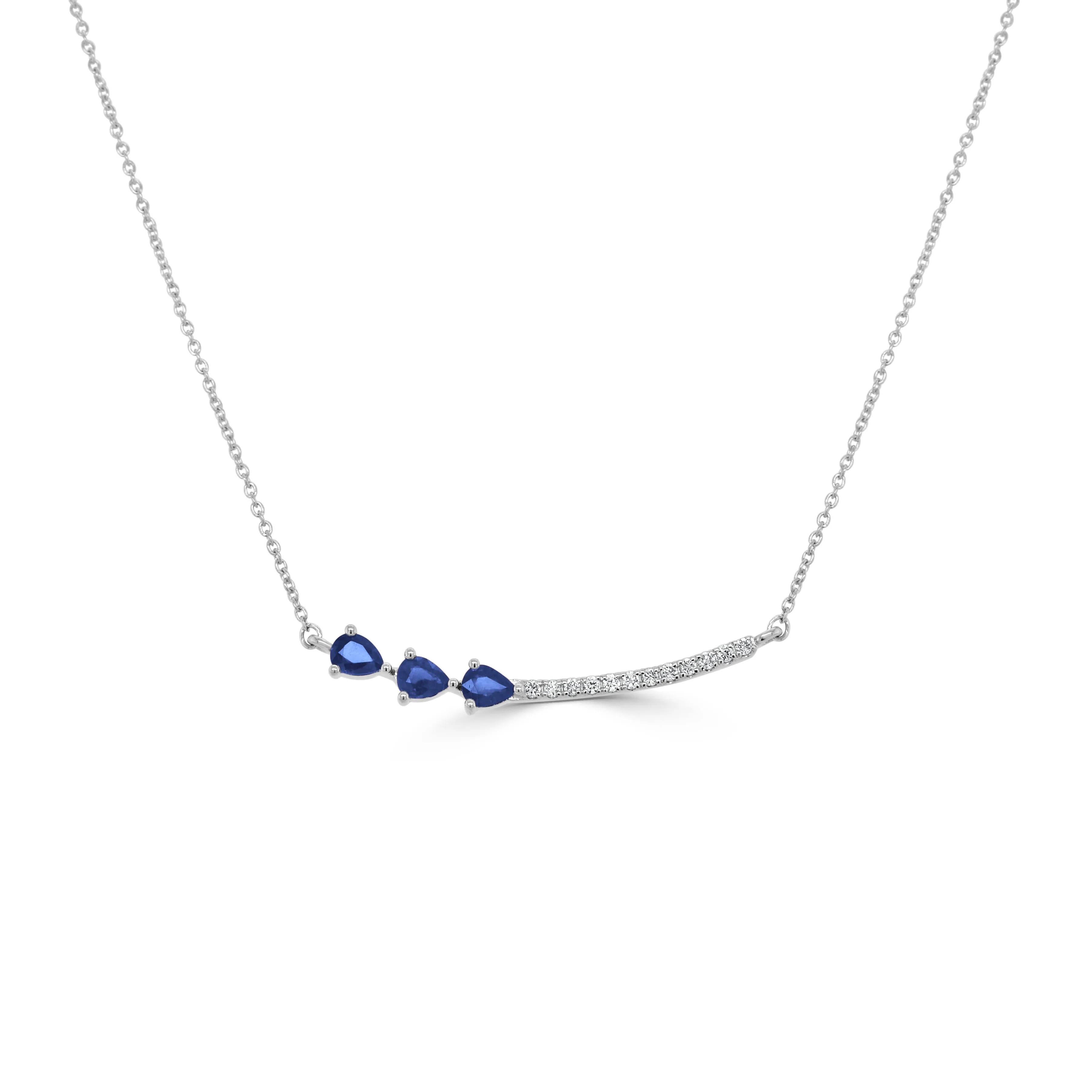 14K Gold Pear Shaped Sapphire and Diamond Pendant