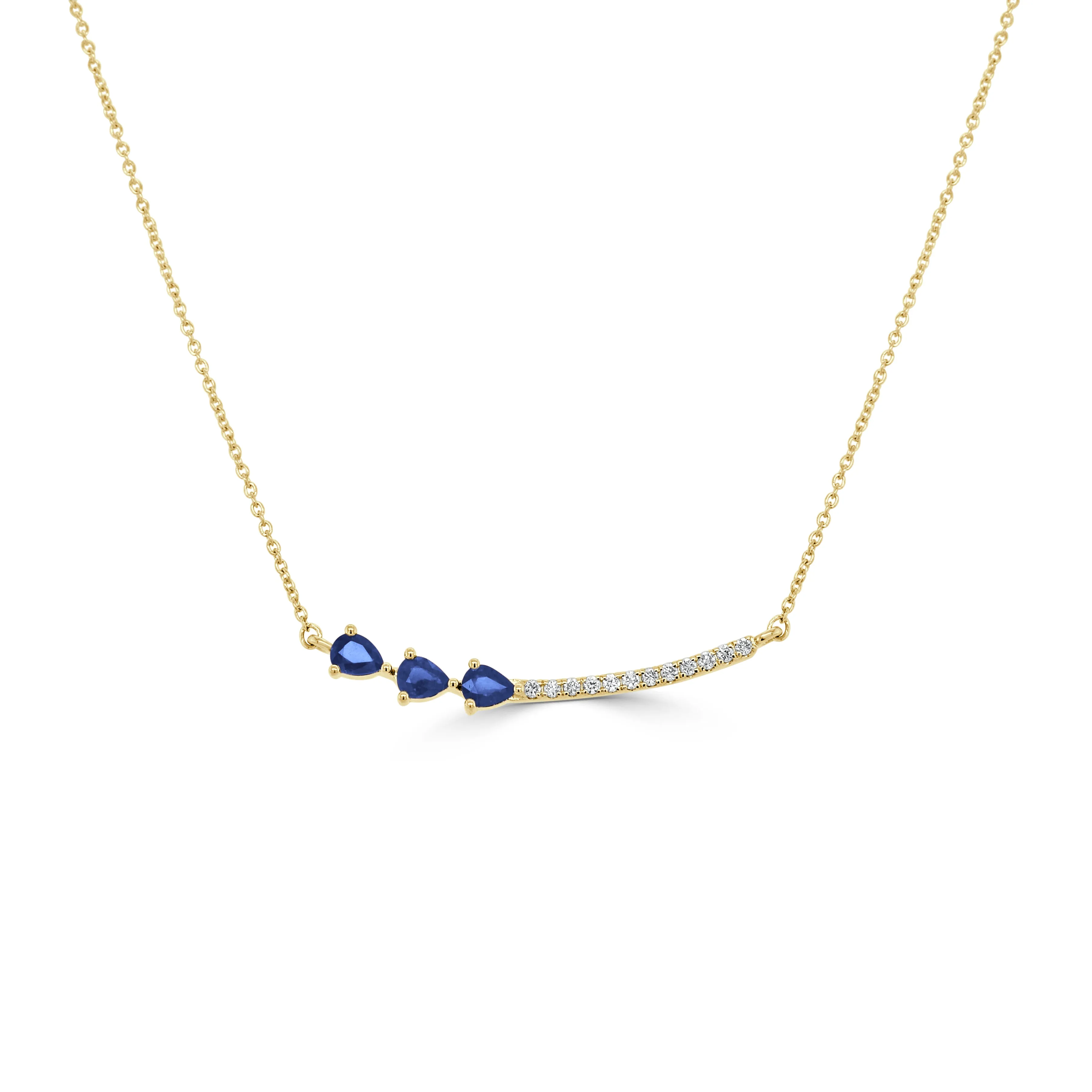 14K Gold Pear Shaped Sapphire and Diamond Pendant