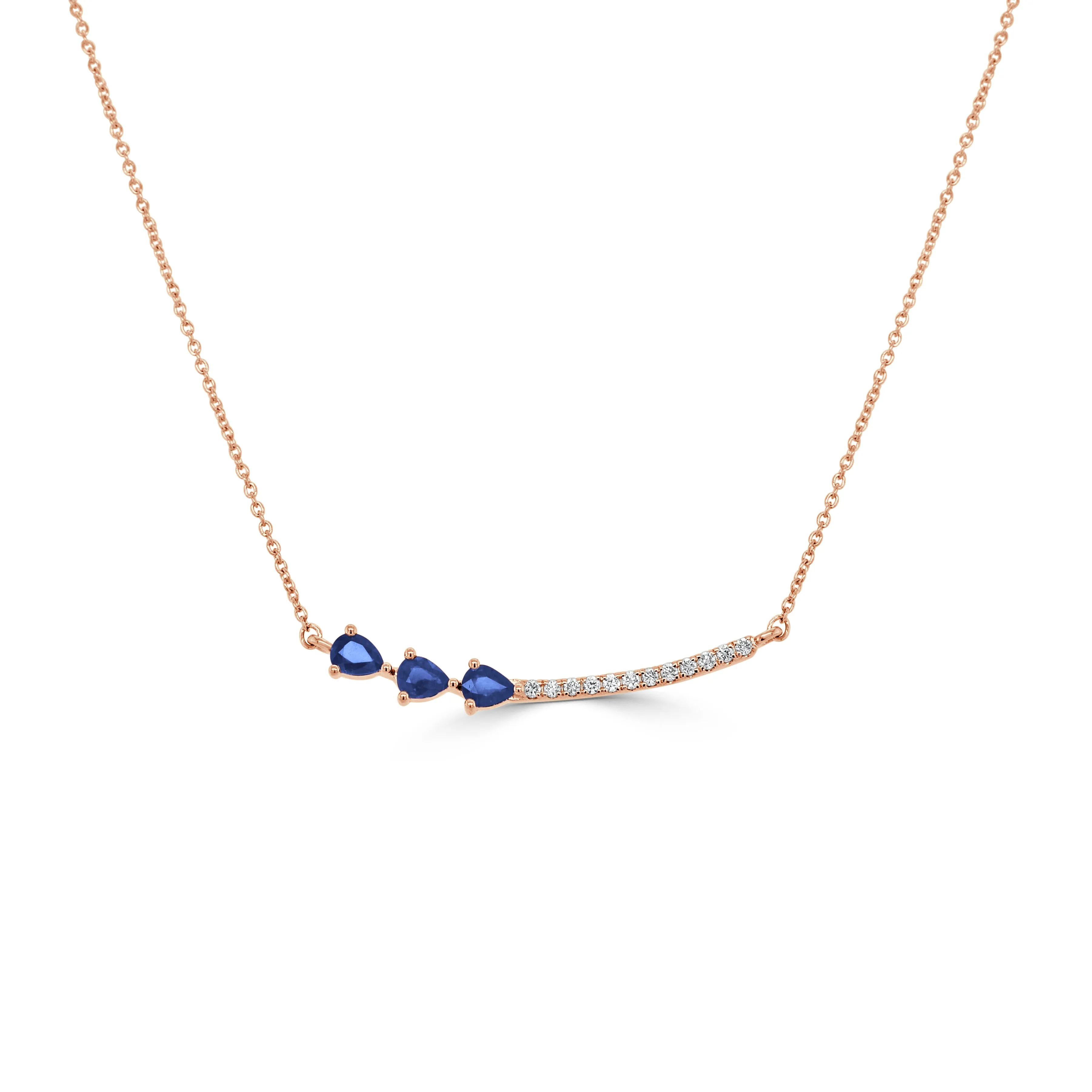 14K Gold Pear Shaped Sapphire and Diamond Pendant