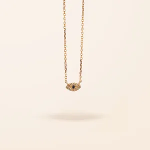 14K Gold Ultra Mini Diamond Evil Eye Necklace