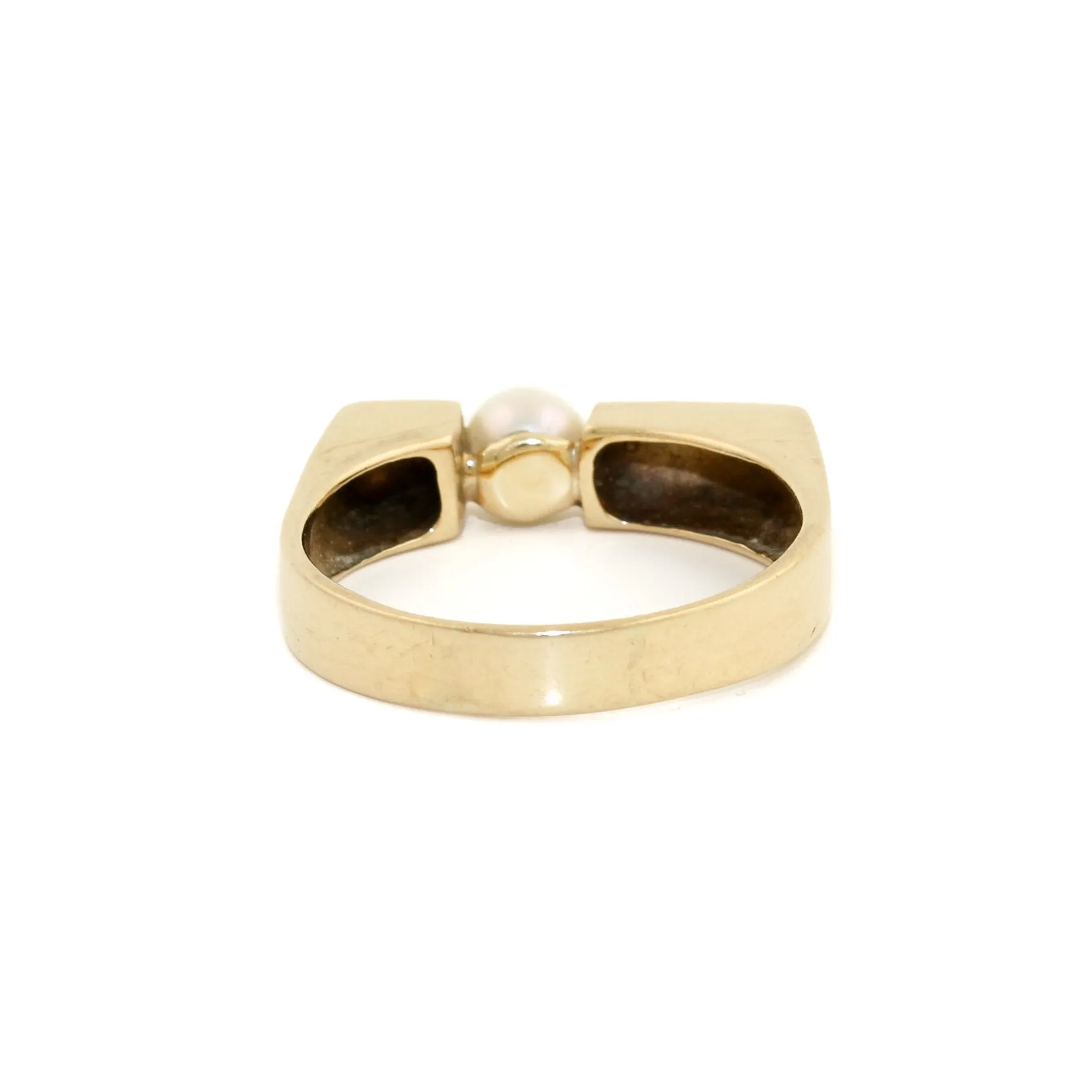 14k Gold x 5mm Pearl Modernist Cocktail Ring