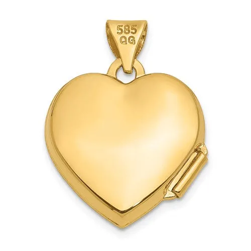 14k Scroll Heart Locket