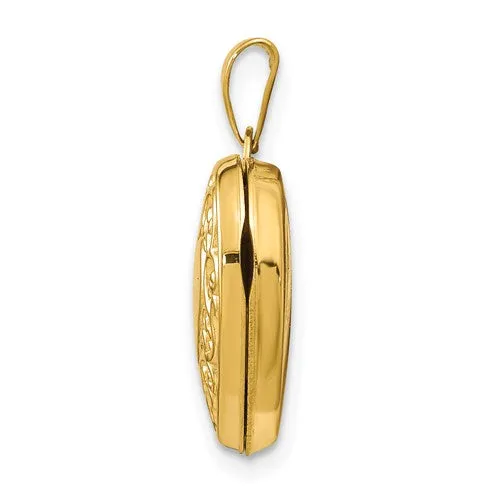 14k Scroll Heart Locket