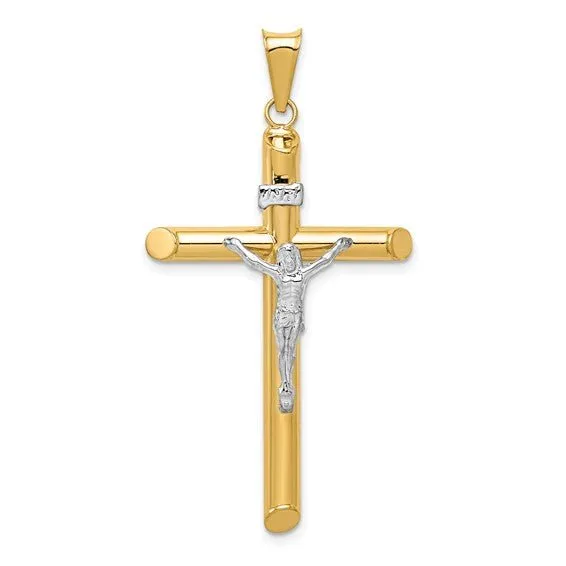 14K TT Gold Hollow Crucifix