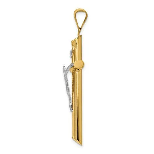 14K TT Gold Hollow Crucifix