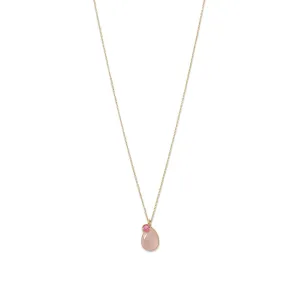14kgp/925 rose quartz, pink glass