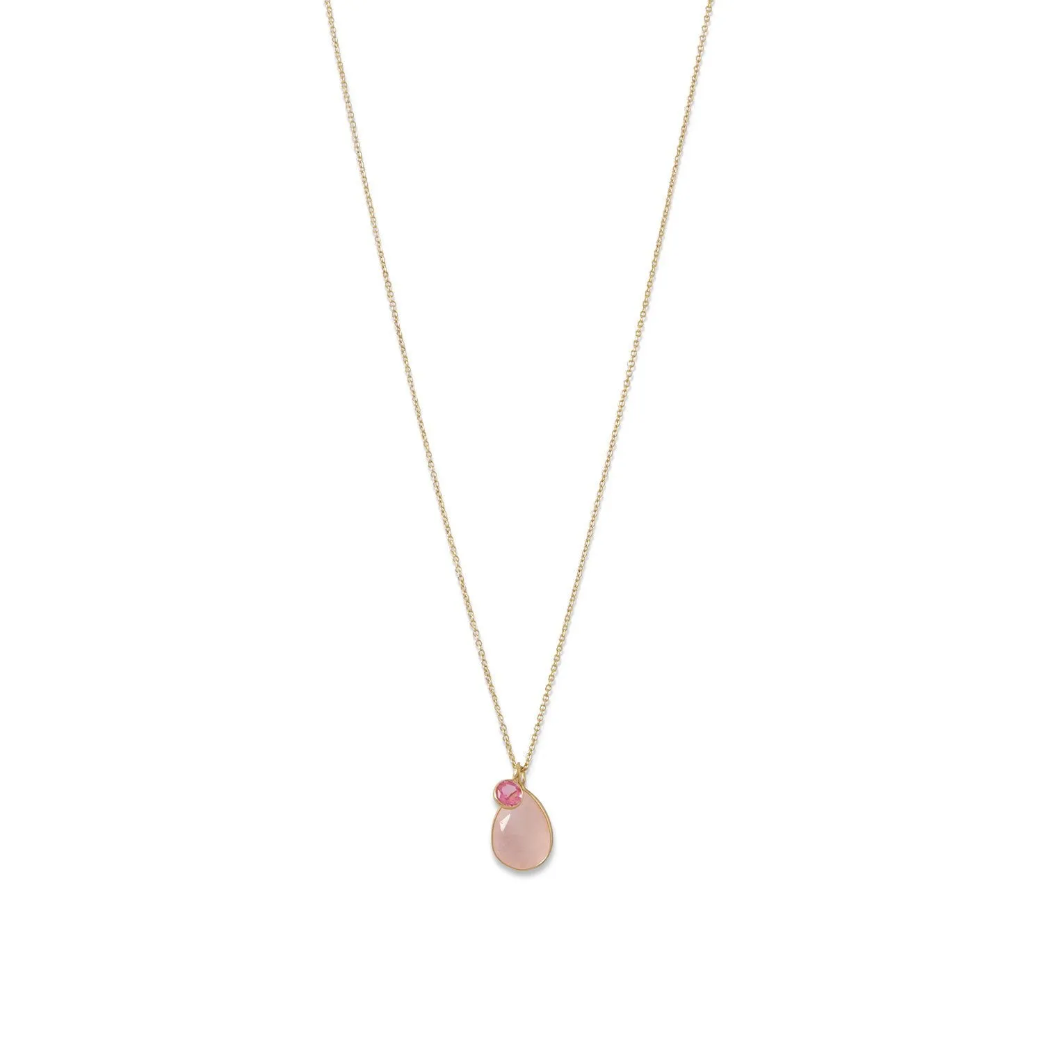 14kgp/925 rose quartz, pink glass