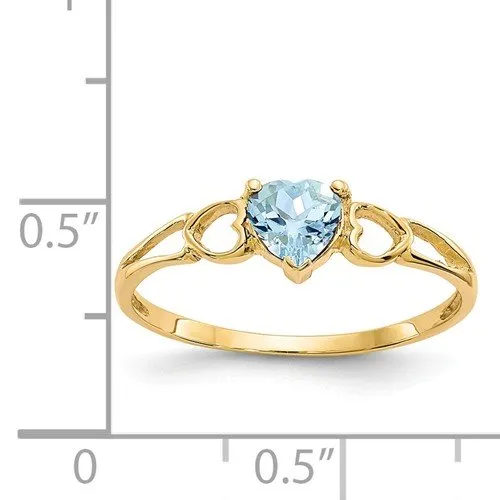 14KT GOLD 0.40 CT HEART AQUAMARINE RING