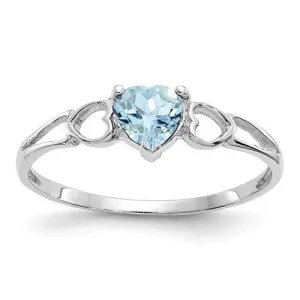 14KT GOLD 0.40 CT HEART AQUAMARINE RING