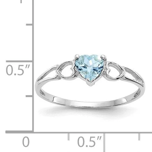 14KT GOLD 0.40 CT HEART AQUAMARINE RING