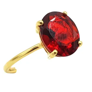 18ct Gold Vermeil Garnet January Birthstone Crystal  Glow Ring