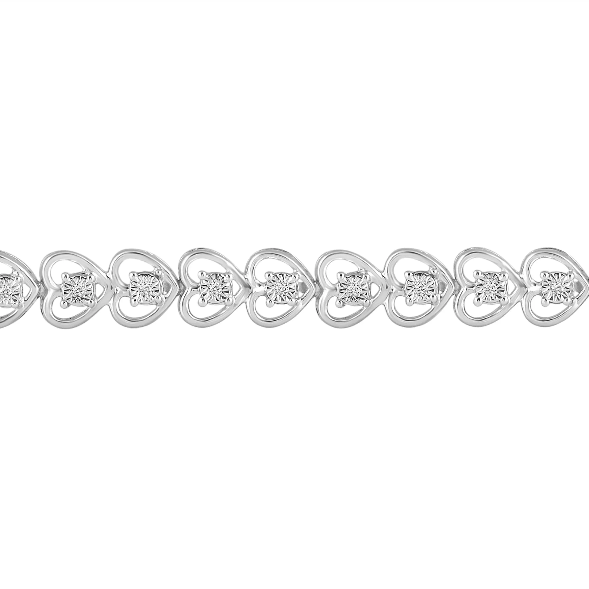 1/8ct tw Diamond Infinity Heart Tennis Bracelet in Sterling Silver