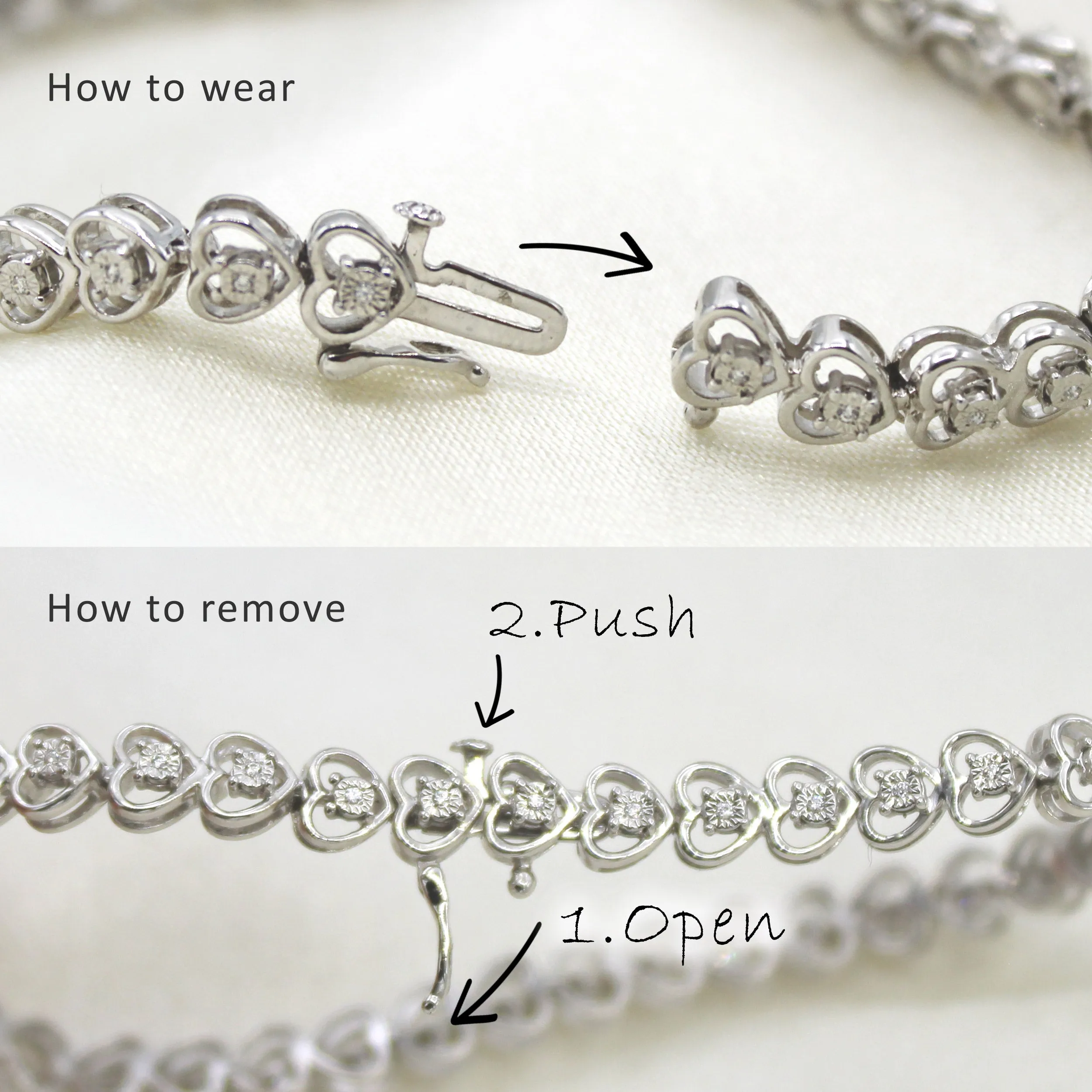 1/8ct tw Diamond Infinity Heart Tennis Bracelet in Sterling Silver