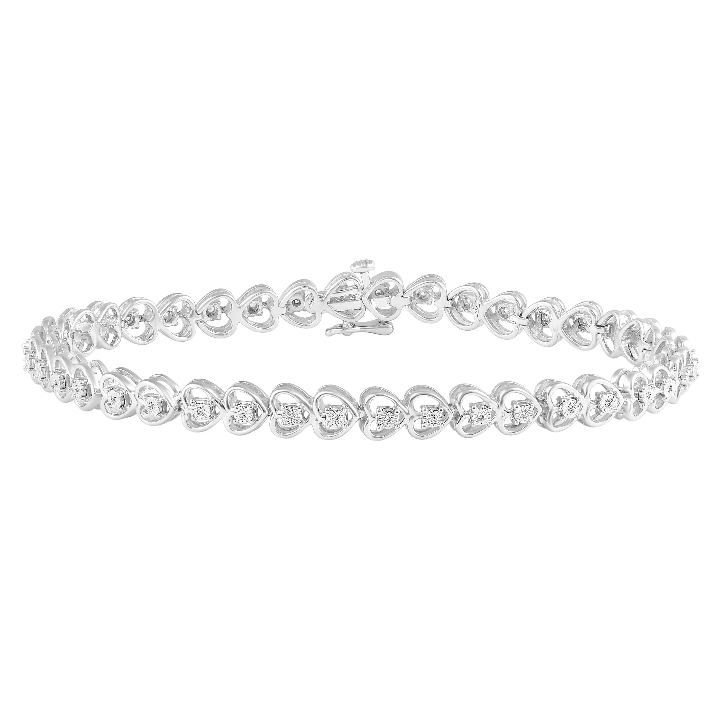 1/8ct tw Diamond Infinity Heart Tennis Bracelet in Sterling Silver