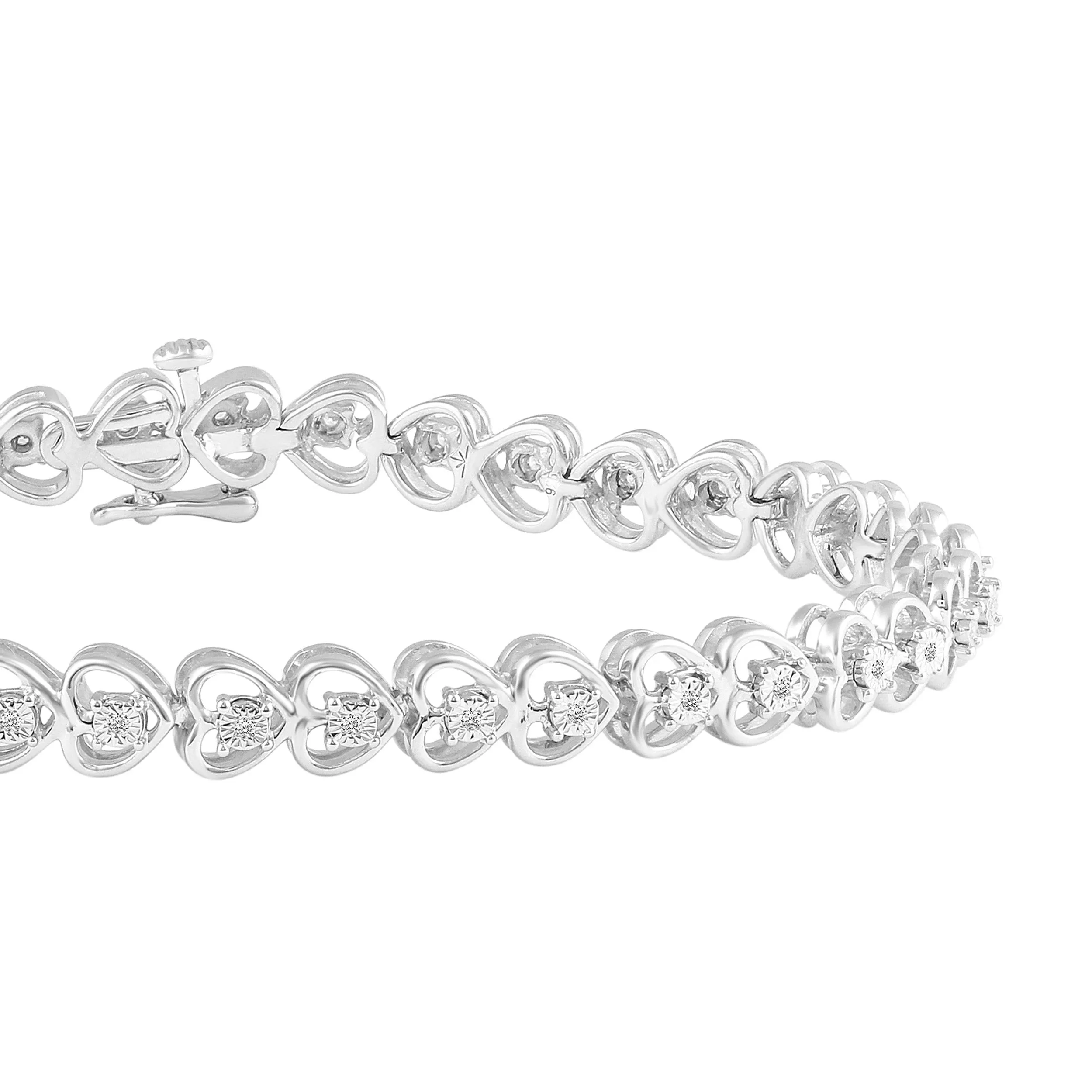 1/8ct tw Diamond Infinity Heart Tennis Bracelet in Sterling Silver