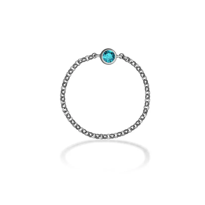 18k Gold December Birthstone Topaz Chain Ring
