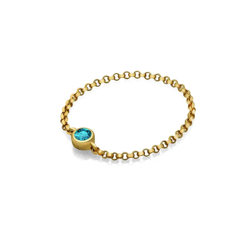 18k Gold December Birthstone Topaz Chain Ring