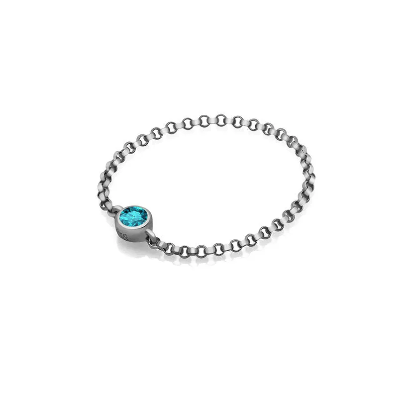 18k Gold December Birthstone Topaz Chain Ring