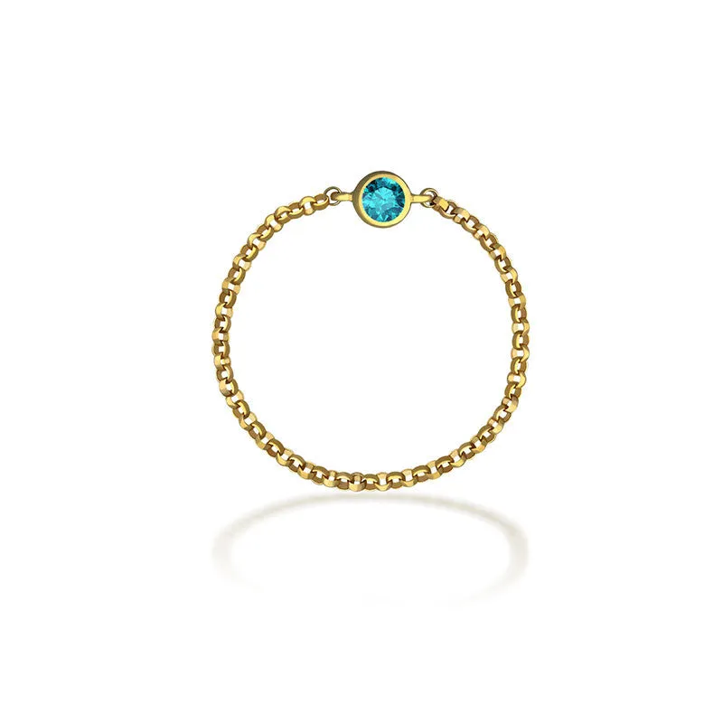 18k Gold December Birthstone Topaz Chain Ring