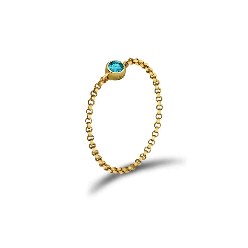 18k Gold December Birthstone Topaz Chain Ring