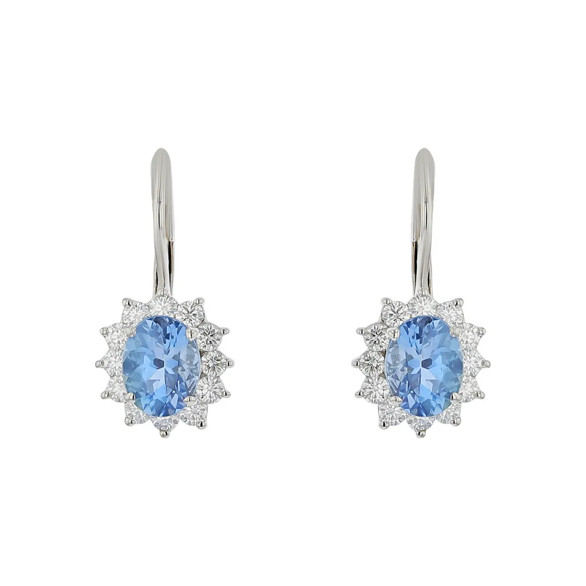 18K White Gold Aquamarine Diamond Earrings