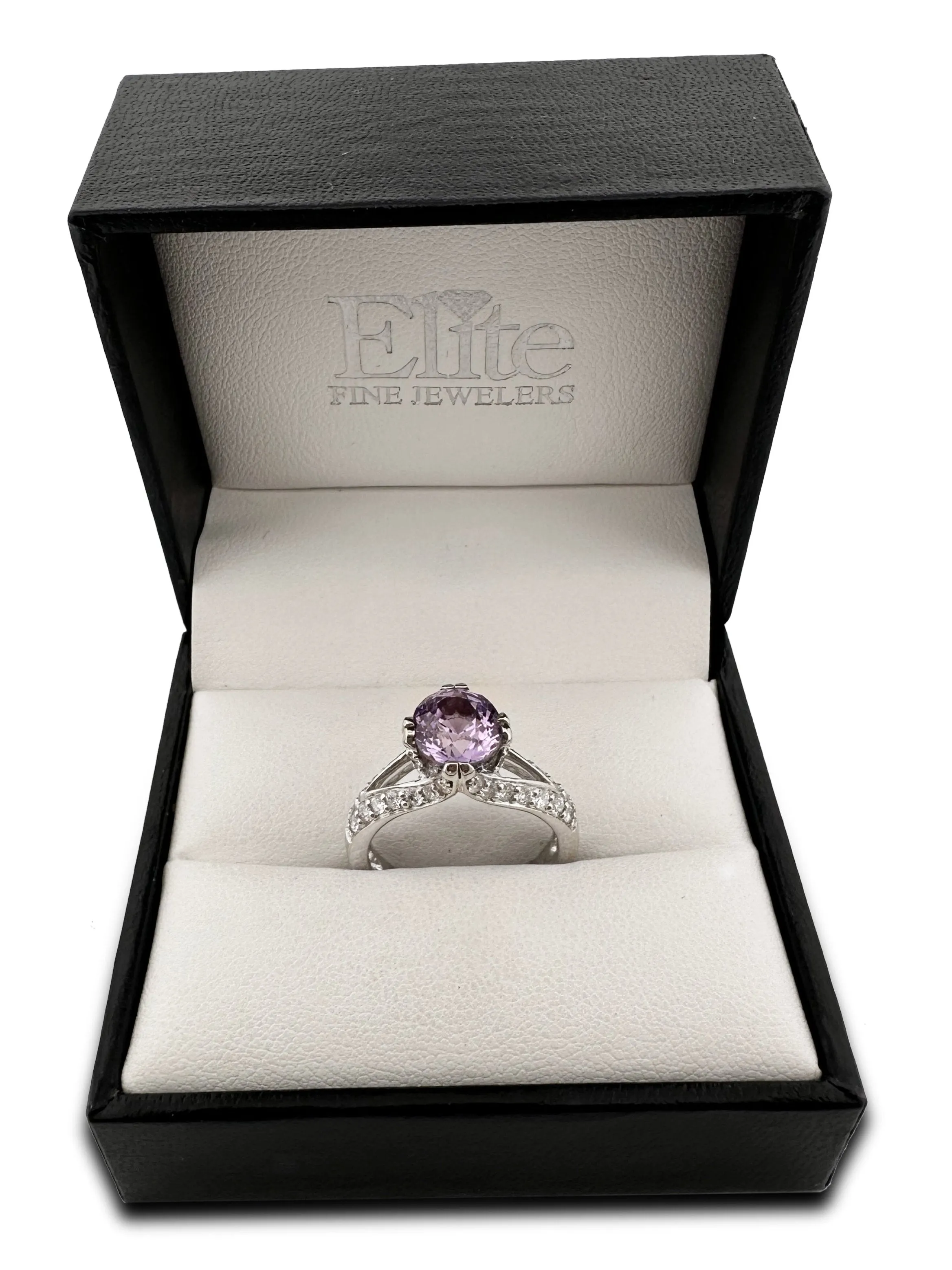 3.16cts Oval Purple Sapphire & Diamond Cocktail Ring in 14k White Gold
