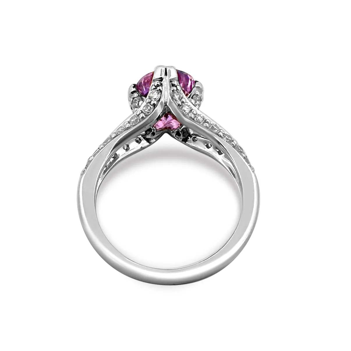 3.16cts Oval Purple Sapphire & Diamond Cocktail Ring in 14k White Gold