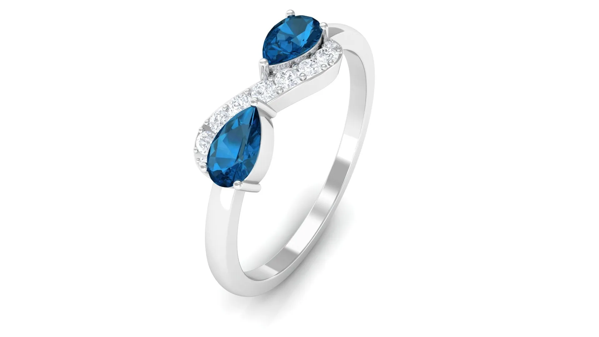 3/4 CT London Blue Topaz Infinity Promise Ring with Diamond