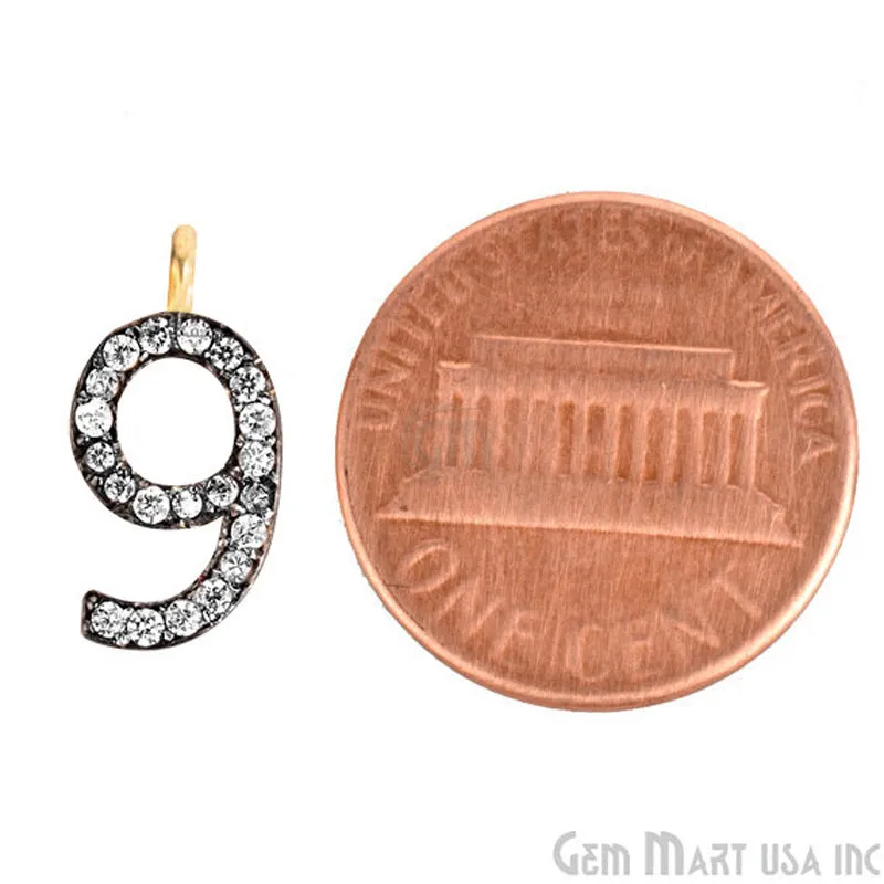 '9' Numbering CZ Pave Gold Vermeil Charm for Bracelet & Pendants
