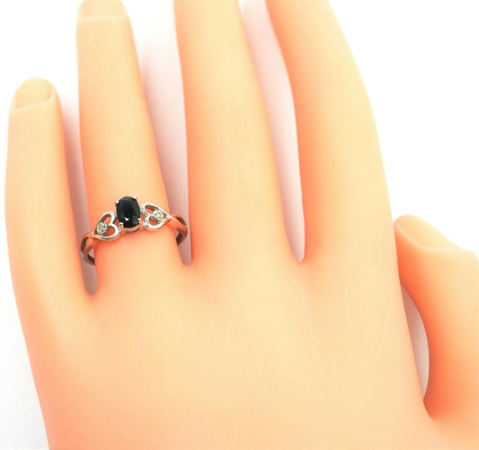 9ct White Gold Sapphire & Cubic Zirconia Ring
