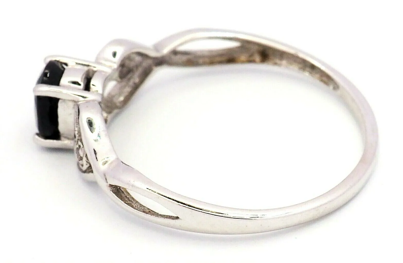 9ct White Gold Sapphire & Cubic Zirconia Ring