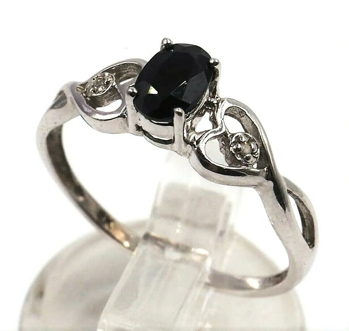 9ct White Gold Sapphire & Cubic Zirconia Ring