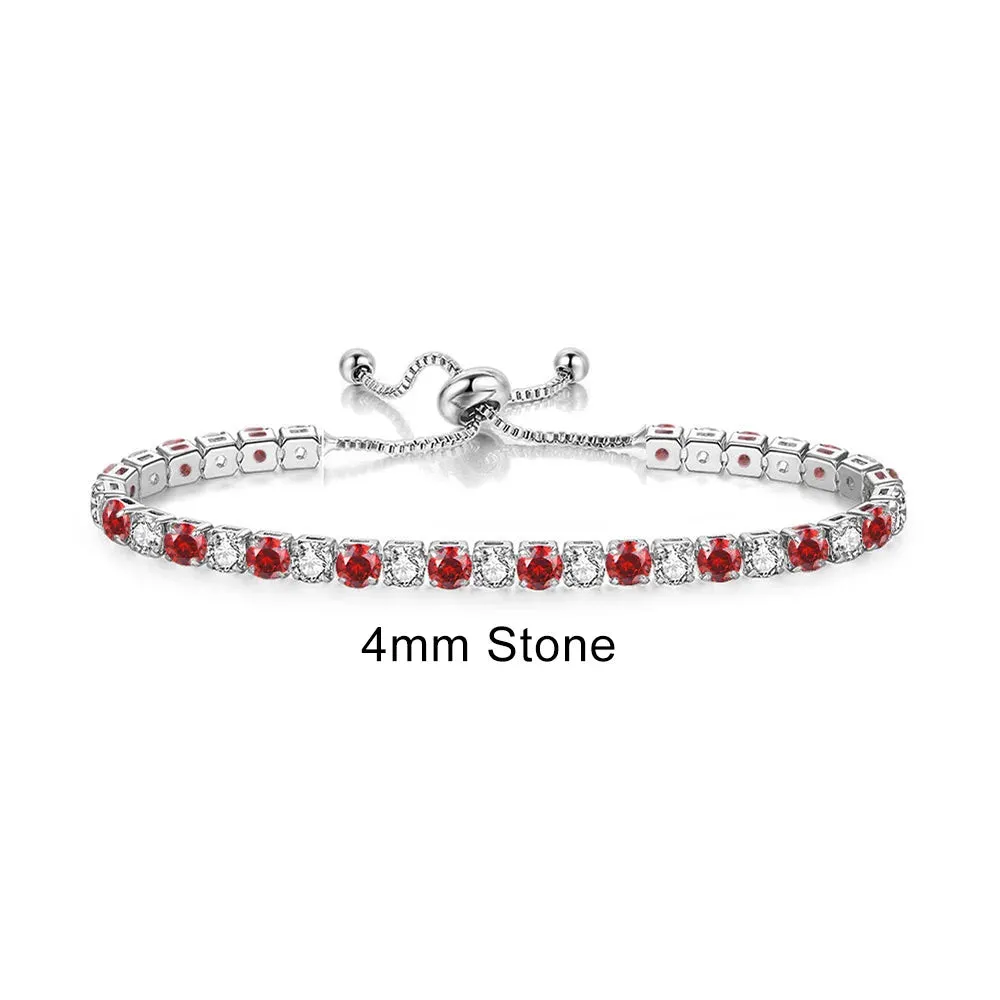 Adjustable Multicolor Tennis Bracelets For Women Ladies Wedding Rainbow Colorful Zircon Charm Bracelet Hand Chain Jewelry DZH043
