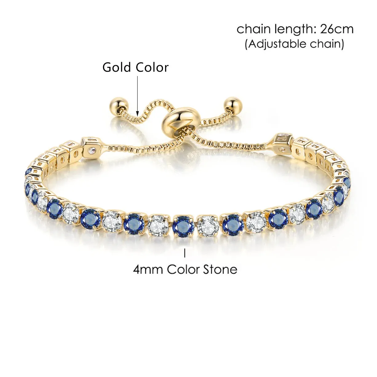 Adjustable Multicolor Tennis Bracelets For Women Ladies Wedding Rainbow Colorful Zircon Charm Bracelet Hand Chain Jewelry DZH043