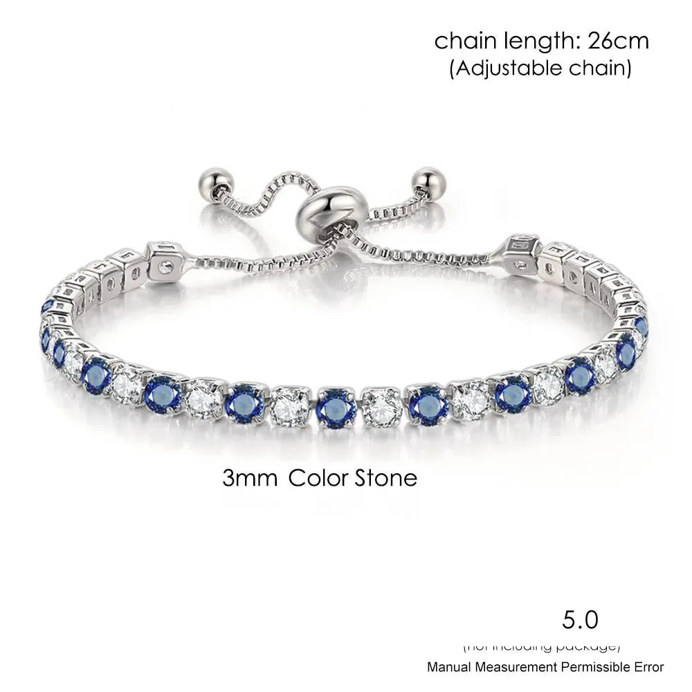 Adjustable Multicolor Tennis Bracelets For Women Ladies Wedding Rainbow Colorful Zircon Charm Bracelet Hand Chain Jewelry DZH043