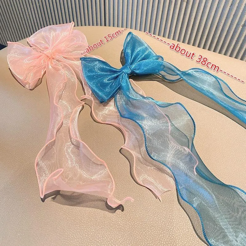 Adorable Kid's Fairy Lace Long Hair Bow Barrette Clips