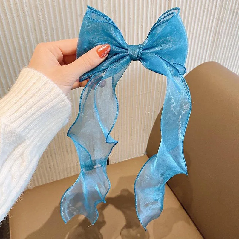 Adorable Kid's Fairy Lace Long Hair Bow Barrette Clips