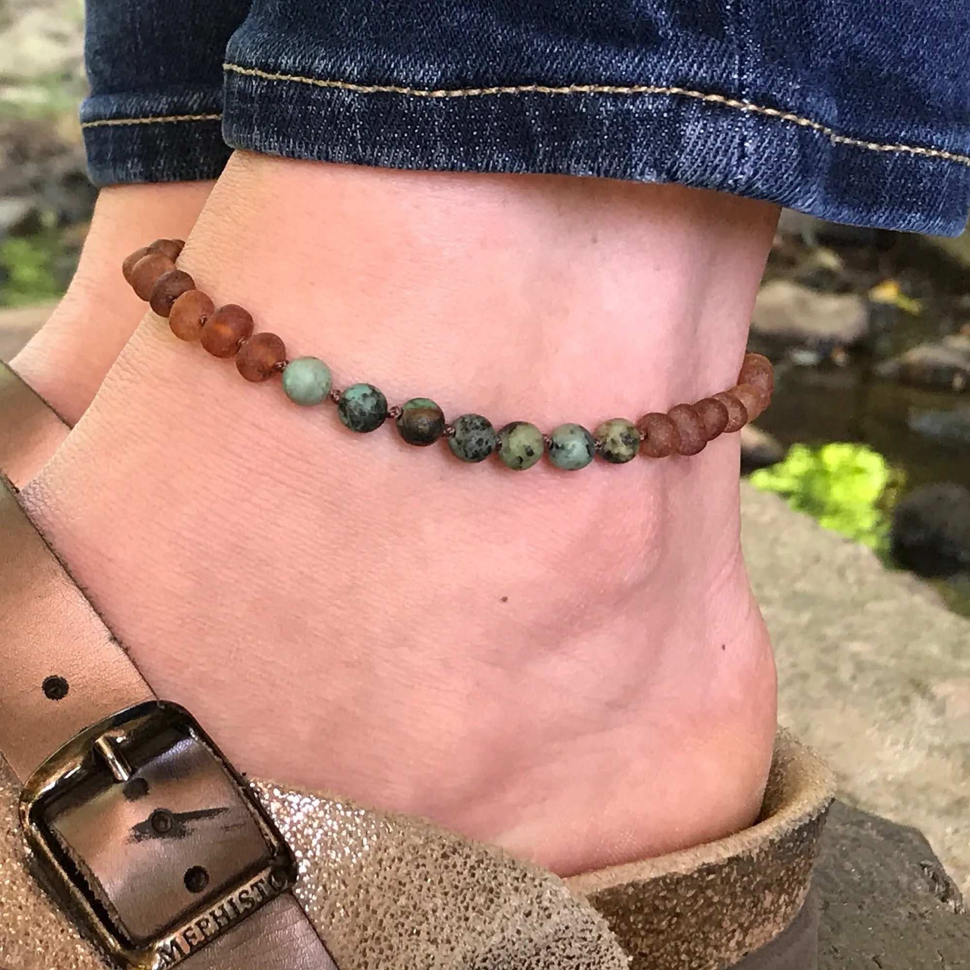Adults | Raw Cognac Baltic Amber Anklet
