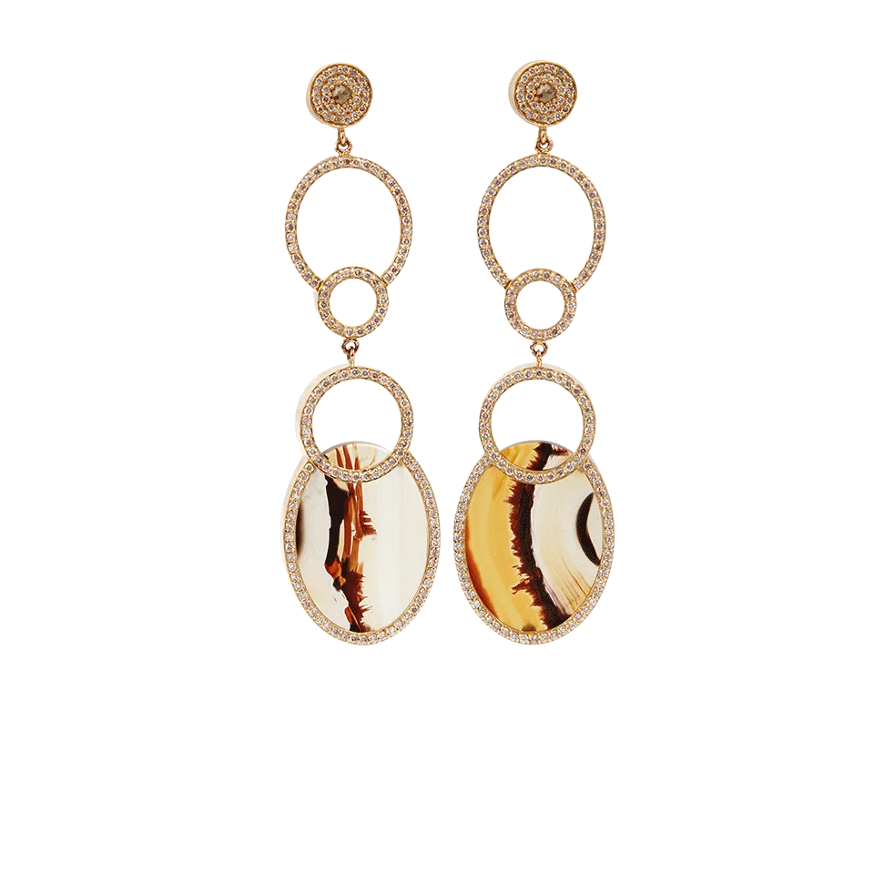 Amber and Diamond Drop Earrings