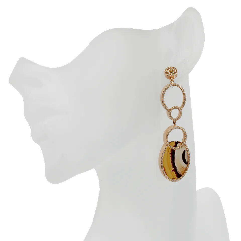 Amber and Diamond Drop Earrings