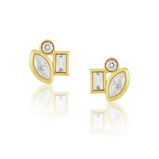 Amber Stud Earrings in Gold