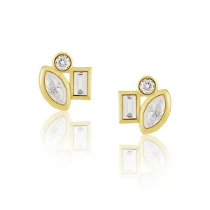 Amber Stud Earrings in Gold