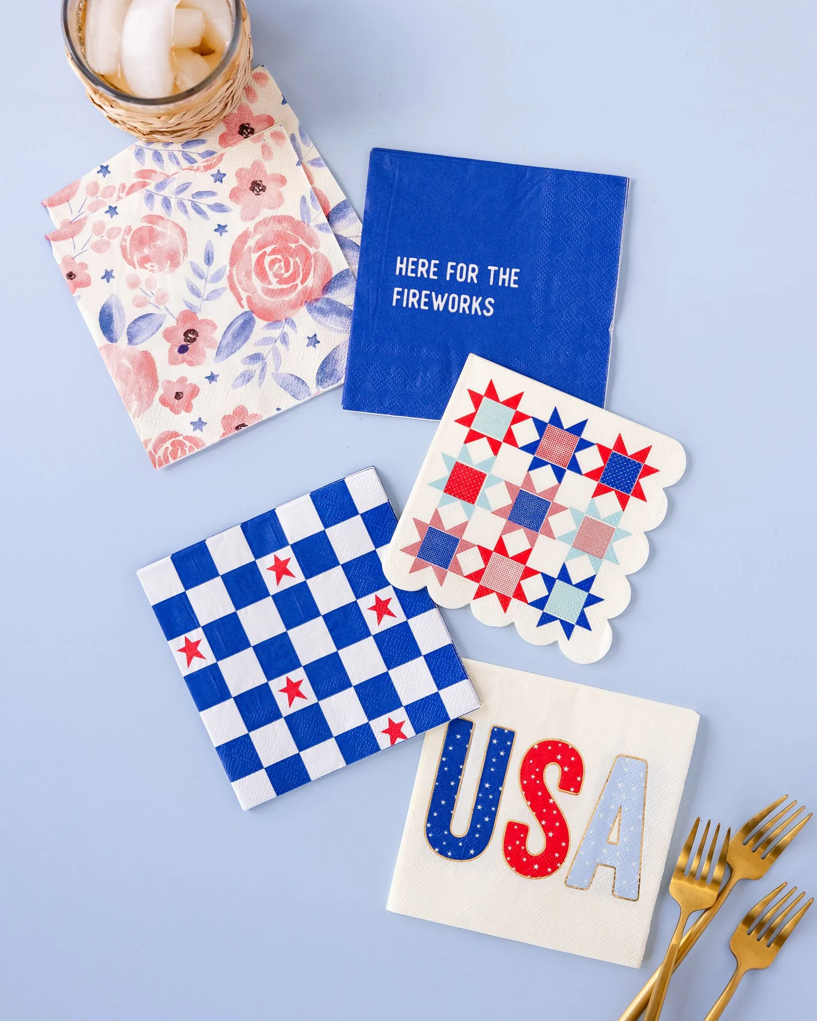 Americana Quilt Paper Cocktail Napkin