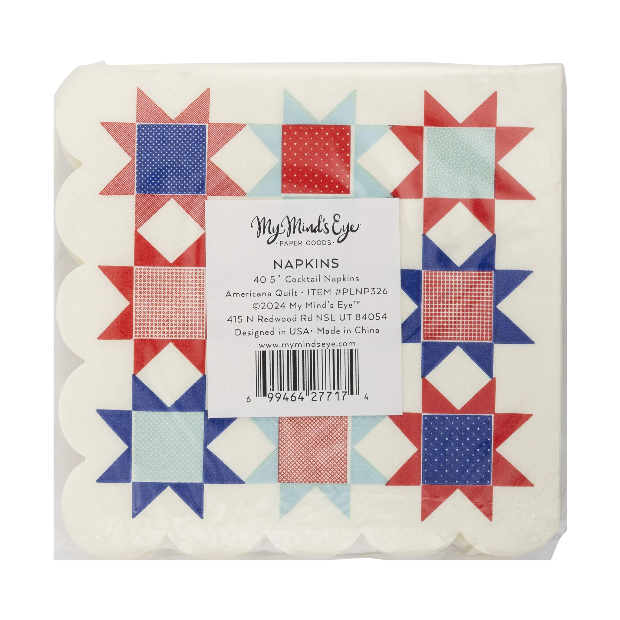Americana Quilt Paper Cocktail Napkin